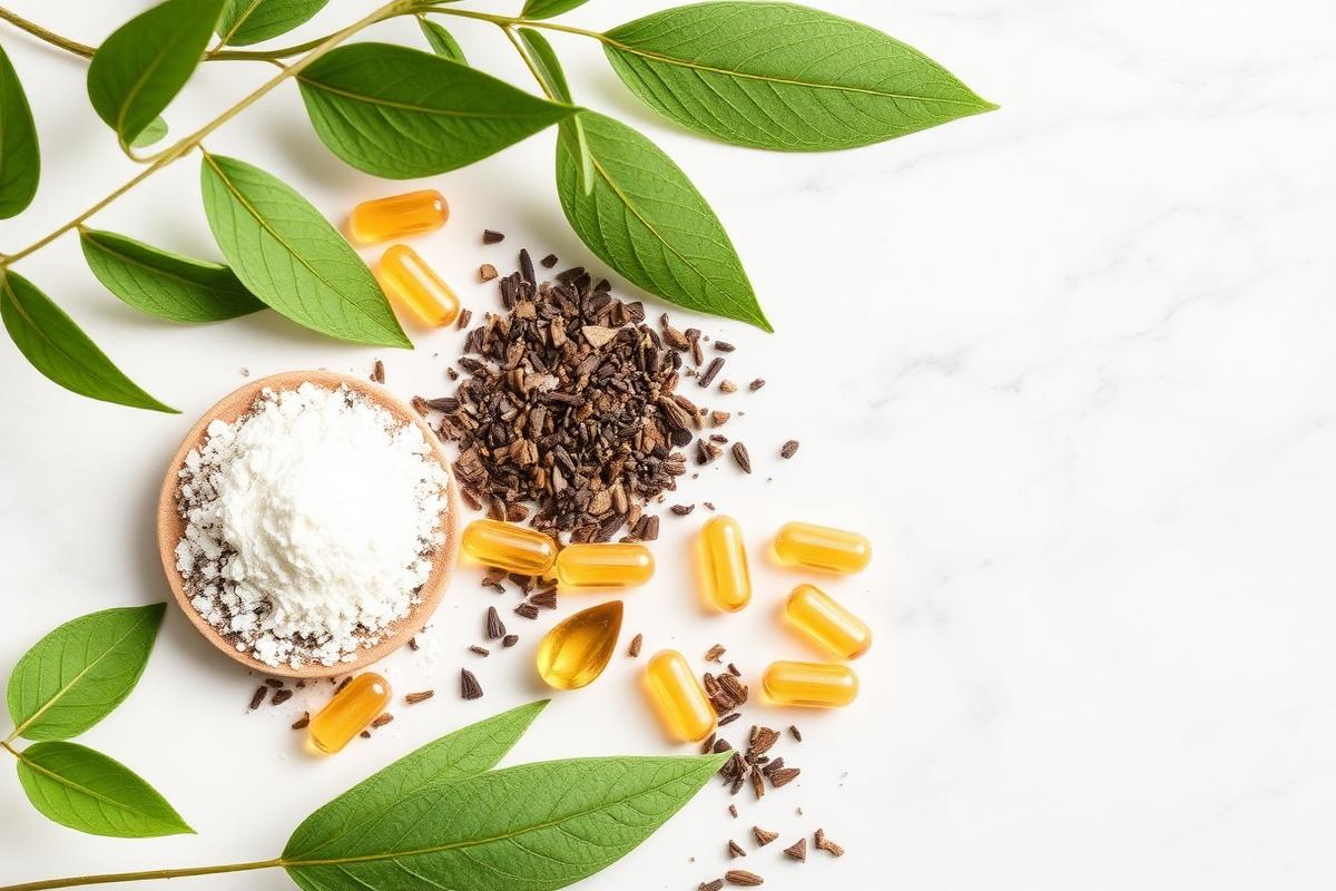 Natural herbs, minerals and vitamin capsules used in the Quiet Nerves formula